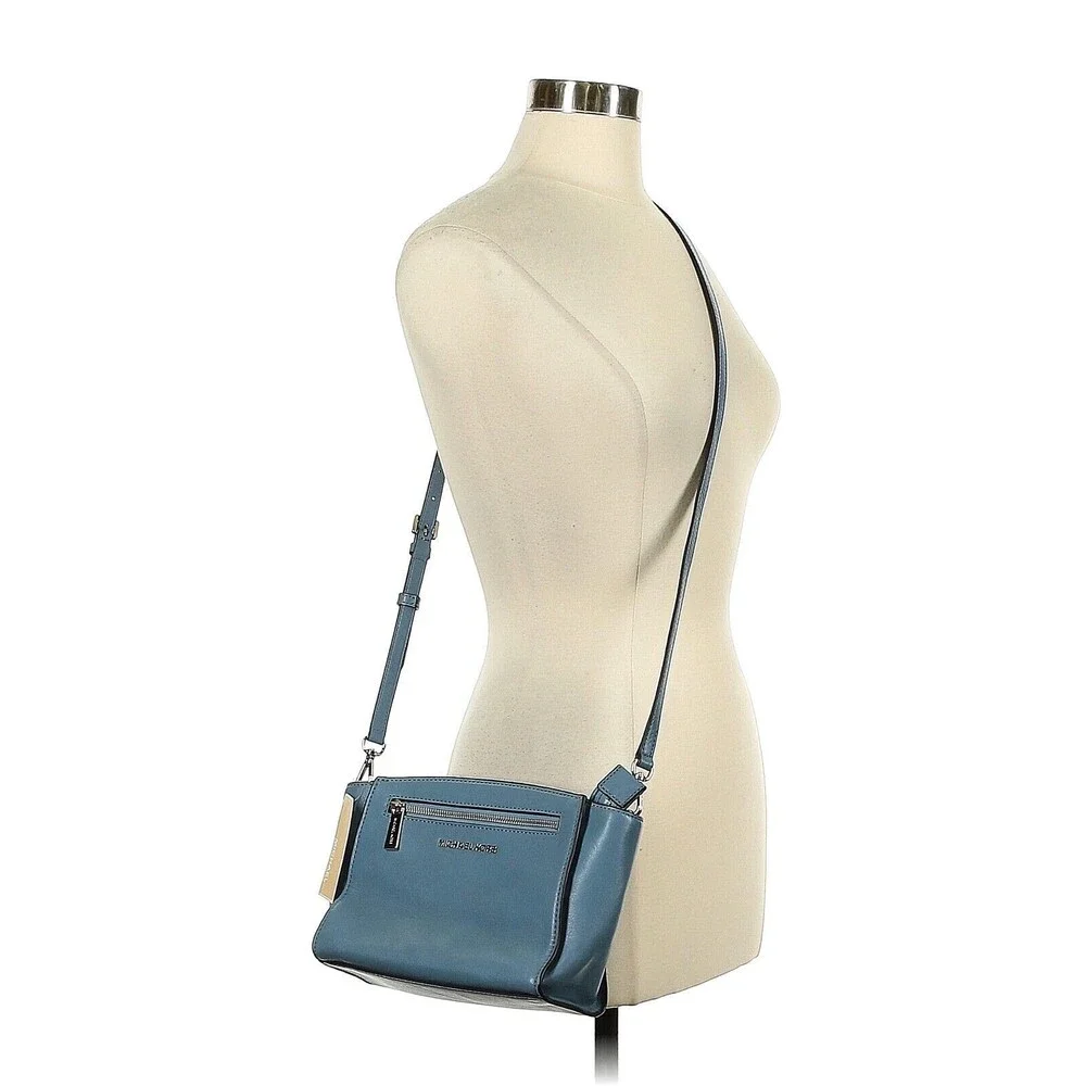 MICHAEL KORS Sophie Surf Blue Soft Leather Small Messenger Crossbody Bag